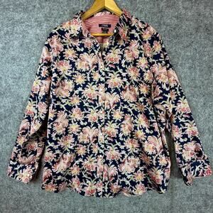 Chaps No Iron Shirt Womens 1X Bold Busy Colorful Maximalist Statement Paisley